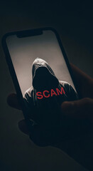 Poster - Smartphone displaying hooded figure with 