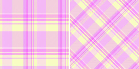 Poster - Soft pastel plaid pattern set. Gentle pink and yellow tones create a calming background. Versatile for textile design, web, or craft projects.