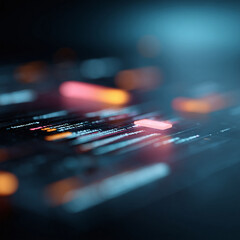 Poster - Abstract closeup of glowing lines evokes futuristic technology and data flow. Great for AI, programming, or digital transformation concepts. Techsavvy designs.