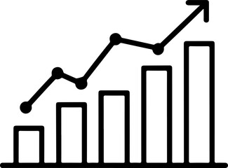 Poster - Simple black and white line graph and bar chart showing upward trend and growth