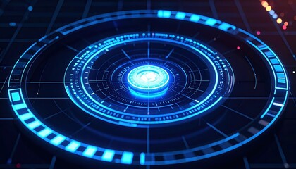 Poster - Futuristic digital interface with glowing circular elements and high-tech HUD design for advanced technology visualization and science fiction concepts