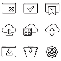 Aufkleber - Collection of minimalist line art icons representing web interface design elements