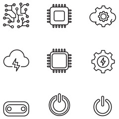 Aufkleber - Collection of modern black and white technology icons for data and computing concepts