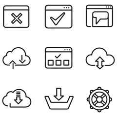 Aufkleber - Collection of modern line icons depicting web applications and cloud computing functions