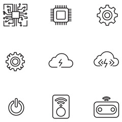 Aufkleber - Collection of simple outline icons representing technology and modern communication concepts