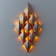 Aufkleber - Abstract geometric wall art with warm lighting creates a modern design element