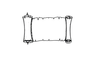 Leinwandbilder - Blank vintage scroll with rolled ends for text or design element. Vector retro hand drawn illustration.
