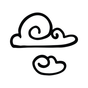 Hand Drawn Cloud Icon Vector Illustration. Simple doodle of fluffy clouds brings joy to children as they imagine their shapes