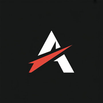 Minimalist letter “A” logo design with bold red diagonal slash, modern and sharp aesthetics on a black background.

