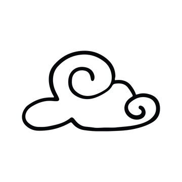 Hand Drawn Cloud Icon Vector Illustration. Simple doodle of fluffy clouds brings joy to children as they imagine their shapes