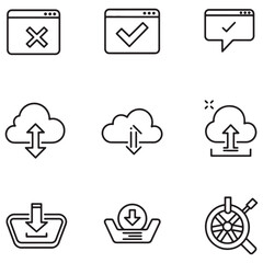 Aufkleber - Set of simple cloud computing and interface icons for digital applications