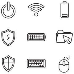 Aufkleber - Set of simple vector icons representing technology devices and computer related elements