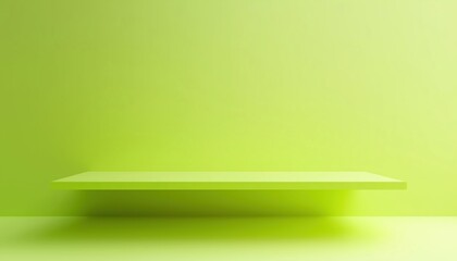 Fototapete - Bright Lime Green Studio Table Room With Plenty Of Space For Product Display And Copy. Perfect For Website Advertising And Showcasing Content.
