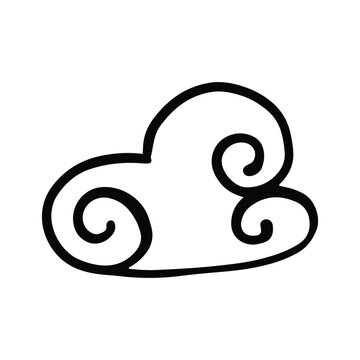 Hand Drawn Cloud Icon Vector Illustration. Simple doodle of fluffy clouds brings joy to children as they imagine their shapes