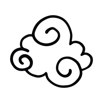 Hand Drawn Cloud Icon Vector Illustration. Simple doodle of fluffy clouds brings joy to children as they imagine their shapes