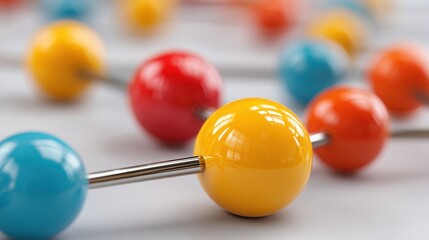 Poster - Group of colorful balls arranged on a table representing playfulness and creativity in an organizational context