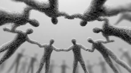 Poster - Diverse group of people holding hands together symbolizing unity, cooperation, and social connection in community