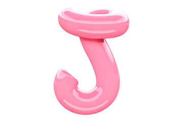 Poster - Vibrant smooth tube 3D letter J. High quality 3D rendering modern alphabet design for kids & fun projects.