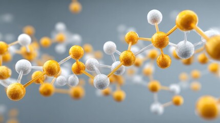 Poster - Intricate molecule structure in yellow and white illustrating the complexity of financial strategies and investment portfolios