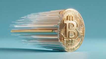 Poster - Elegant bitcoin quantum transfer icon concept representing digital currency and modern financial innovations