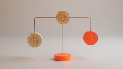 Poster - Single coin positioned on a stand symbolizing stability and value in the financial market and investment arena