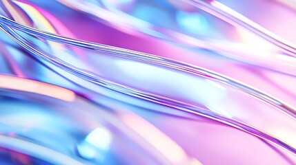 Poster - Abstract Swirling Lines with Vibrant Pink and Blue Hues, Captivating Curves and Reflections in Motion, Artistic Background Design