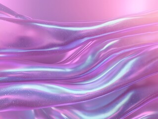 Poster - Elegant Waves of Shimmering Pink and Purple Textile with Soft Light Reflections for Artistic Backgrounds and Designs