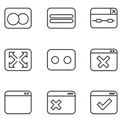 Aufkleber - Simple outline icon set illustrating user interface elements and action buttons