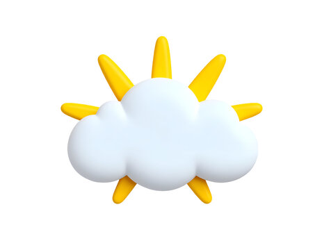 3D Sun and Cloud Illustration