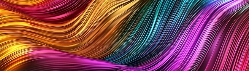 Poster - Vibrant Flowing Color Waves in Abstract Design with Smooth Textures and Shimmering Light Effects
