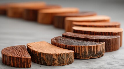Poster - A wooden slice on a table representing cohesive growth strategy and the abstract path to aligning business goals
