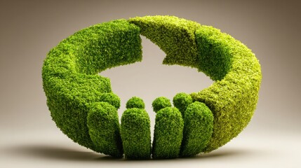 Poster - Close-up of a green leaf shaped like a circle symbolizing nature's harmony and sustainable collaborative practices
