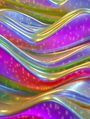 Poster - Colorful Flowing Waves of Light with Glossy Texture and Vibrant Hues for Abstract Art and Design Backgrounds