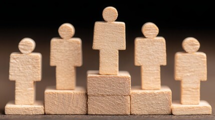 Poster - A diverse group of wooden figures representing engagement and strategy in the context of an organizational engagement plan