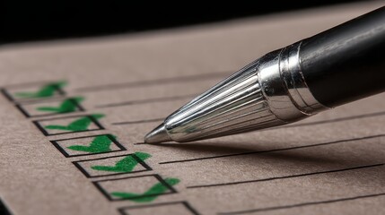 Poster - Detailed view of a checklist and pen illustrating a performance improvement plan for structured evaluation process