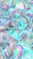 Poster - Ethereal Abstract Pattern of Flowing Iridescent Fabric with Mesh Texture in Vibrant Colors