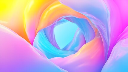 Poster - Vivid Swirls of Colorful Abstract Fluid Shapes with Gradient Blend of Yellow, Pink, and Blue in Dreamlike Composition