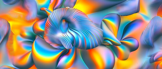 Poster - Abstract Colorful Waves of Fluid Shapes and Patterns in Vibrant Hues of Blue, Orange, and Yellow for Creative Designs