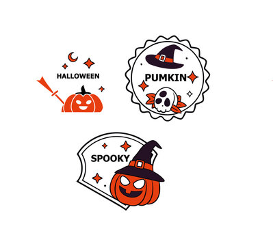 Halloween group of lettering greetings and logos