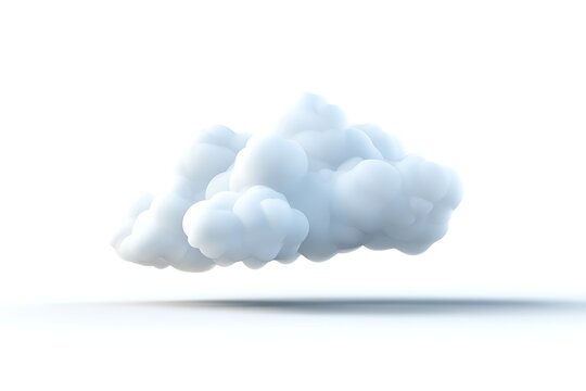 Fluffy cloud on a white background, atmospheric weather element for design and decoration