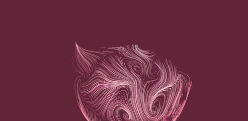 Poster - Elegant pink abstract swirls on a maroon background. Perfect for design projects needing a modern, artistic touch.