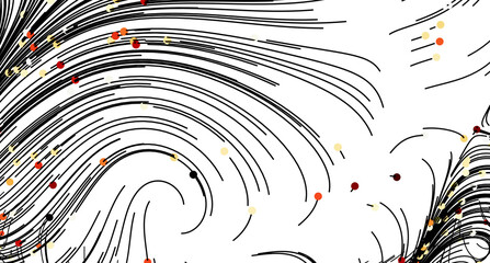 Poster - Abstract background with swirling black lines and colorful dots. Perfect for design projects.
