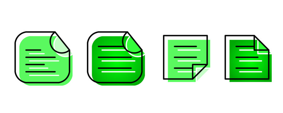 green notes icon sheet vector simple illustration