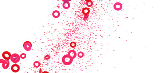 Poster - Abstract image of pink rings and confetti, perfect for backgrounds or design elements.  High-resolution image.