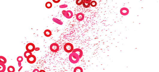 Poster - Abstract background with falling red and pink circles. Perfect for design projects needing a vibrant, playful feel.