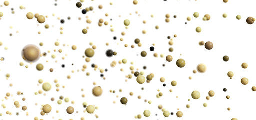 Poster - Abstract background image featuring many small beige and brown spheres floating on a white background.