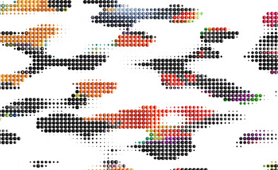 Poster - Colorful dotted shapes on white.  Great for design backgrounds.