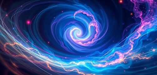 Wall Mural - Swirling nebulae, vibrant light trails, glowing orbs in cosmic dance, sci-fi, energy