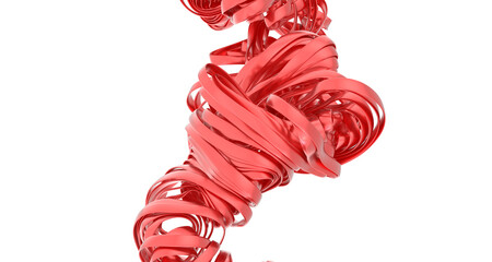 Poster - Red ribbon swirls, abstract 3D render. Perfect for backgrounds, modern design, and technology themes.