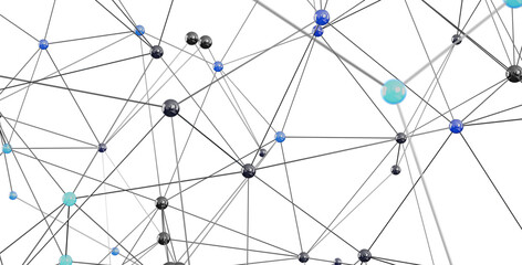 Poster - Stock photo of abstract network, nodes, connections, global communication, technology, digital, internet, futuristic,  science.